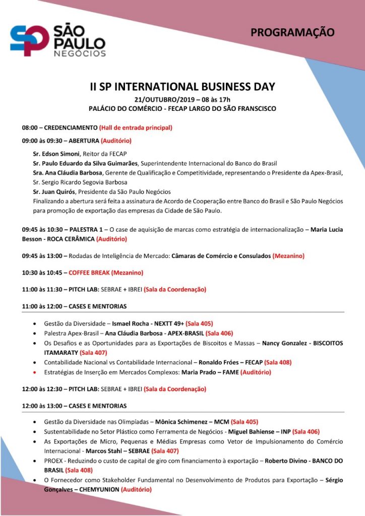 Confira a programação do 2º SP International Business Day
